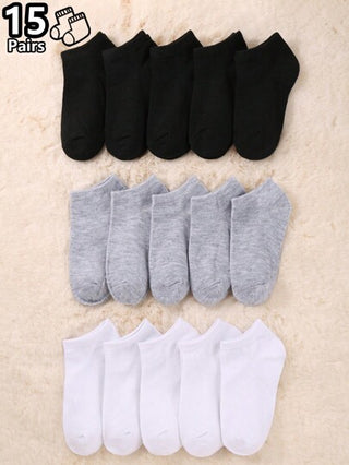 15 زوج جوارب كاحل للأطفال الصغار، ذات وسادة منخفضة نصفية، جوارب كاحل منخفضة للأولاد والبنات الصغار، جوارب كاحل منخفضة مريحة وأنيقة بألوان سادة للأطفال