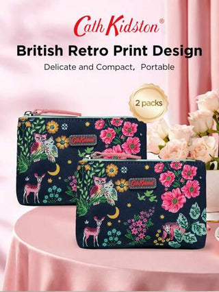 CATH KIDSTON 2 قطعة حقيبة كاث كيدستون البريطانية المطبوعة لتخزين المستحضرات والسفر،حافظة مستحضرات التجميل للنساء، منظم مدمج وأنيق لمستلزمات السفر والعناية الشخصية، هدايا إكسسوارات مع سحَّاب