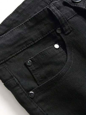 بنطلون جينز ضيق بلون أحادي وبخصر مطاطي لرجال