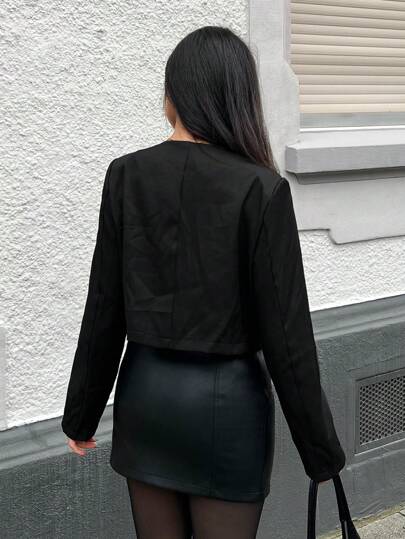 EZwear بليزر كاجوال وحيد الصدر بأكمام طويلة ولون صلب للنساء، ربيع/خريف