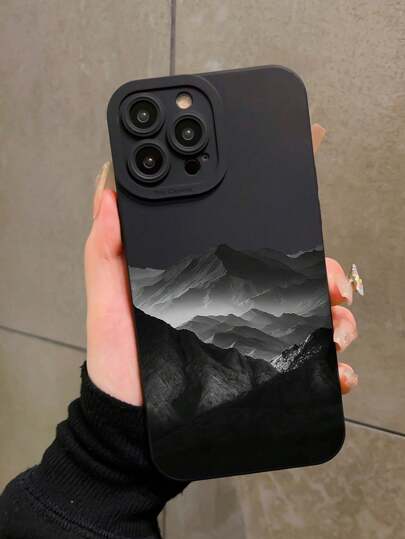 قطعة واحدة من حافظة هاتف كاملة الحماية بتصميم عين الجبل الأسود متوافقة مع هواتف iPhone 16 برو ماكس / 16 برو / 16 / 15 برو ماكس / 15 برو / 15 / 14 / 13 / 13 برو / 12 / 11 / XR ، غطاء لينة مضاد للسقوط