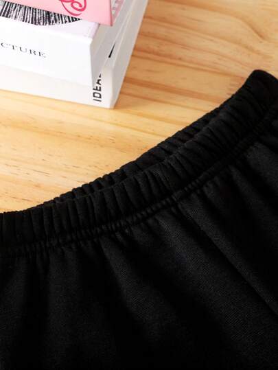 طقم قطعتين (هوديUfleece وبنطلون) للأولاد الرضع مزخرف بطباعة الدبدوب، ملابس كاجوال للخريف/الشتاء