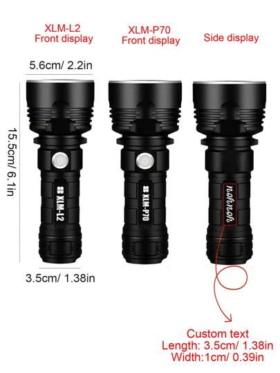 حامل بطارية 26650 مع أضواء LED الأقوى XM-L2 أو XHP70 إضاءة خارجية بشعلة قابلة لإعادة الشحن فائقة السطوع ومقاومة للماء لرحلات التخييم والتنزه والصيد والجري والرياضات الرياضية، ملحقات التخييم