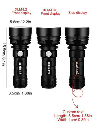 حامل بطارية 26650 مع أضواء LED الأقوى XM-L2 أو XHP70 إضاءة خارجية بشعلة قابلة لإعادة الشحن فائقة السطوع ومقاومة للماء لرحلات التخييم والتنزه والصيد والجري والرياضات الرياضية، ملحقات التخييم