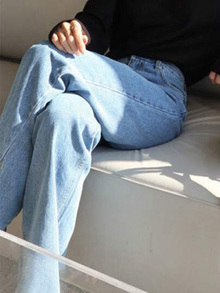DAZY سراويل جينز نسائية مستقيمة الساق واسعة، شق أسفل القدم، كاجوال