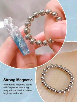 Beautizon Nailartlab 20 حبة خرز دائري قوي شبكي بعين القط مغناطيسي 5 مم نمط خرز فولاذي لل- DIY تصميم الفن تأثير بريق أدوات الأظافر والإكسسوارات