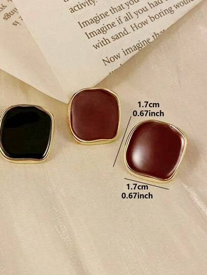 زوج من أقراط بورجندي قديمة الطراز عصرية ذات تصميم بسيط وأنيق لكل يوم، مناسبة للنساء في فصلي الخريف والشتاء
