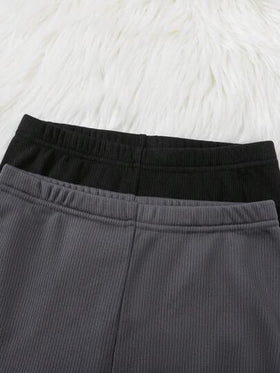 SHEIN مجموعة ملابس داخلية حرارية ناعمة وراحة من 4 قطع: بنطلون وتيشرت كم طويل رقبة طاقم بطباعة حرف ملونة بالأسود والرمادي للصبي المراهق
