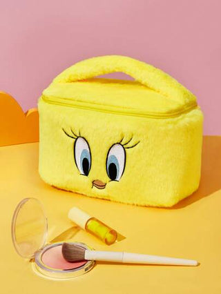 LOONEY TUNES X SHEIN حقيبة مكياج مخملية مطرزة بطبعة كرتونية لتويتي