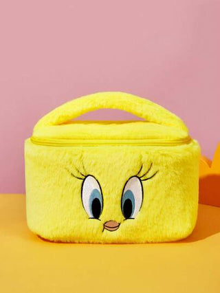 LOONEY TUNES X SHEIN حقيبة مكياج مخملية مطرزة بطبعة كرتونية لتويتي