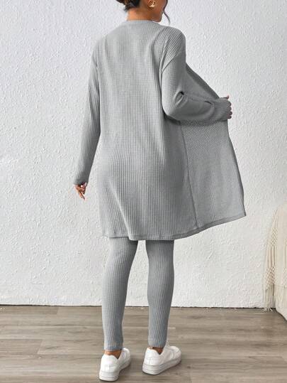 SHEIN Essnce 3 قطعة/طقم رياضي كاجوال مُحبوك، للخريف/الشتاء