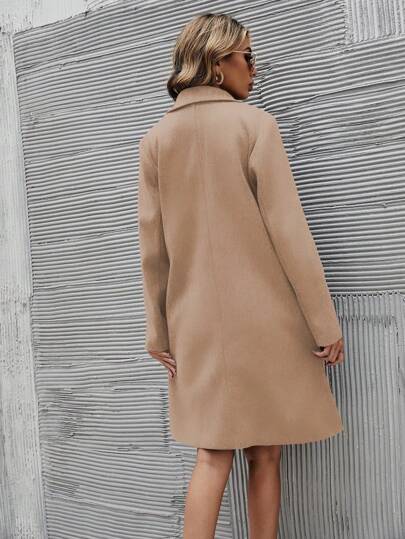 SHEIN Clasi معطف طويل كاجوال أنيق للسيدات بياقة عالية وأكمام طويلة، لارتداء في فصلي الخريف والشتاء