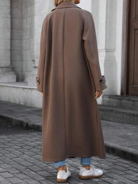 SHEIN LUNE معطف كاجوال وأنيق طويل ذو أزرار للنساء لارتداء في الخريف والشتاء