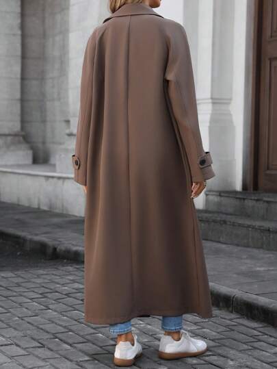 SHEIN LUNE معطف كاجوال وأنيق طويل ذو أزرار للنساء لارتداء في الخريف والشتاء