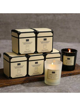طقم هدية شموع معطرة، شموع شمع الصويا 5*6 أكواب مع 5 زهور الزنبق الاصطناعية، رائع لديكور الغرف والمكتب