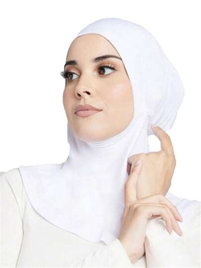 طقم تانكيني حريمي قبعة نسائية داخلية سميكة للارتداء تحت الحجاب، قبعة تركية أنيقة ذات موحد اللون مع رباط مرن للذقن للرأس والعنق، لارتداء تحت العباءة اليومية