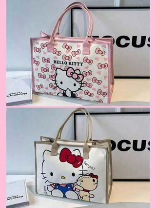 Sanrio قطعة واحدة حقيبة يد أنيقة وعصرية من النمط المتقدم ومناسبة للدراسة والعمل والسفر لتخزين الأغراض ، منظم للعطلات،حقيبة سعة كبيرة، لأحمر الشفاة والفرش والعناية بالبشرة والهاتف المحمول والعملات والأدوات الصغيرة، لللمنزل والهدايا والأعياد والاستخدام متعد