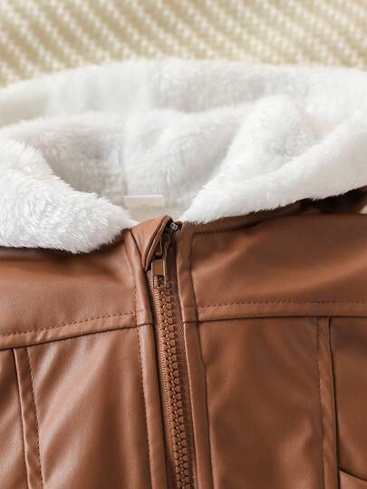 SHEIN مجموعة من 2 قطعة جاكيت ثخين طويل الأكمام مع بنطلون جينز طويل كاجوال للأطفال الرضع الصبيان