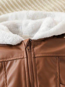 SHEIN مجموعة من 2 قطعة جاكيت ثخين طويل الأكمام مع بنطلون جينز طويل كاجوال للأطفال الرضع الصبيان