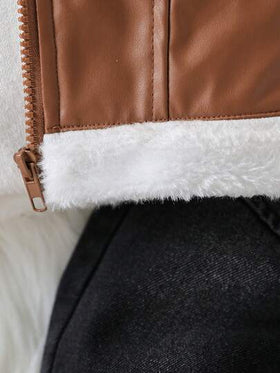 SHEIN مجموعة من 2 قطعة جاكيت ثخين طويل الأكمام مع بنطلون جينز طويل كاجوال للأطفال الرضع الصبيان