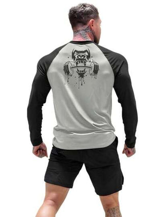 Manfinity Sport Streetwear تي شيرت رياضي للرجل بأكمام راجلان وطباعة وتباين في الألوان بطراز صديق