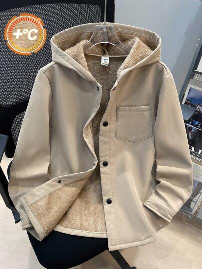 SHEIN معطف مبطن بالحرارة مع كابوت للأولاد الصغار، مناسب للارتداء اليومي والمرن والمريح، مناسب للمدرسة والحديقة والشاطئ وأعياد الميلاد في الربيع والصيف والخريف والشتاء
