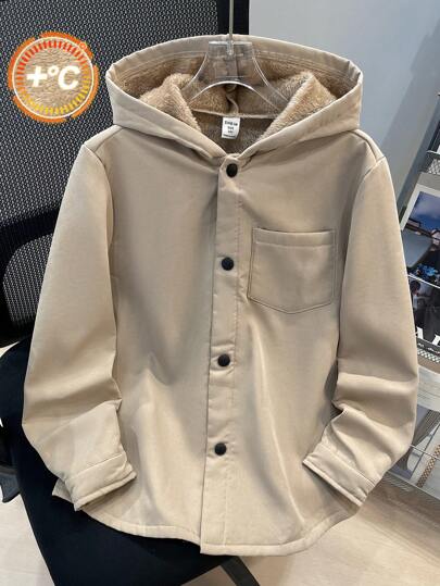SHEIN معطف مبطن بالحرارة مع كابوت للأولاد الصغار، مناسب للارتداء اليومي والمرن والمريح، مناسب للمدرسة والحديقة والشاطئ وأعياد الميلاد في الربيع والصيف والخريف والشتاء