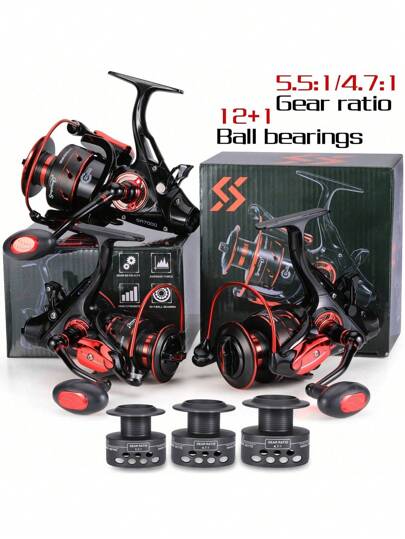 SOUGAYILANG بكرة صيد سمك الشبوط 5.5: 1 / 4.7: 1 نسبة التروس 13 + 1 الفولاذ المقاوم للصدأ BB Bait Feeder