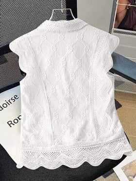 Chiquease قميص أنثوي بتصميم بسيط مزين بالصدفة، بدون أكمام، أنيق للخروجات، قميص صيفي للنساء، قمصان بلا أكمام