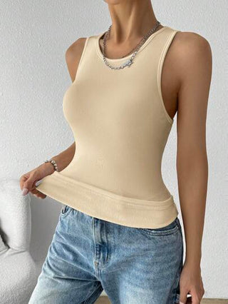 EZwear سترة صديرية نسائية بلون أحادي ذات رقبة مستديرة وبلا أكمام، قصة ضيقة، طراز كاجوال