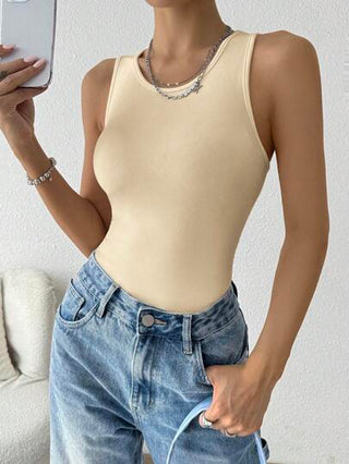 EZwear سترة صديرية نسائية بلون أحادي ذات رقبة مستديرة وبلا أكمام، قصة ضيقة، طراز كاجوال