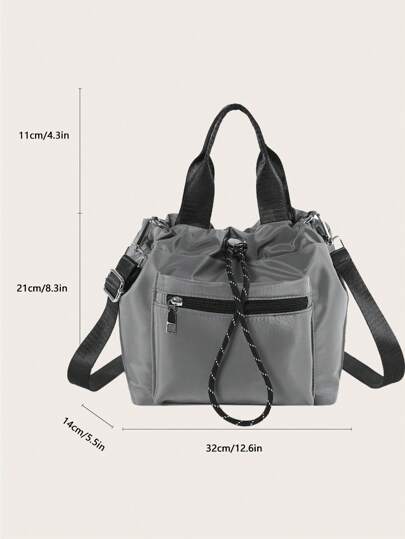 حقيبة نسائية كاجوال من النايلون مقاومة للماء بلون أحادي، حقيبة يد وحقيبة كتف متقاطعة
