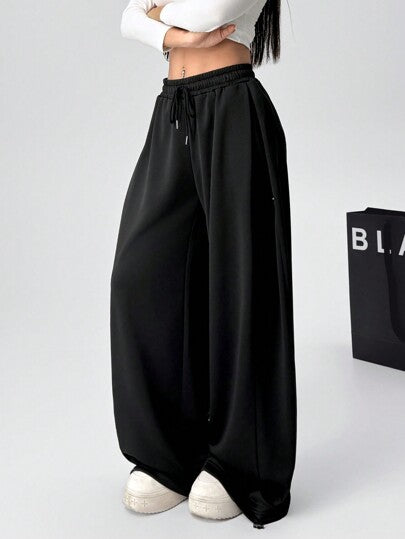 EZwear بنطلون قطني واسع للنساء بخصر ربطة للخريف