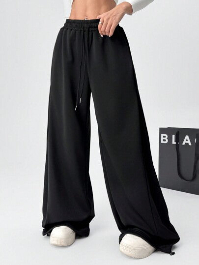 EZwear بنطلون قطني واسع للنساء بخصر ربطة للخريف