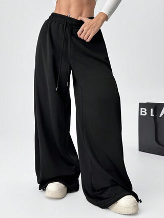 EZwear بنطلون قطني واسع للنساء بخصر ربطة للخريف