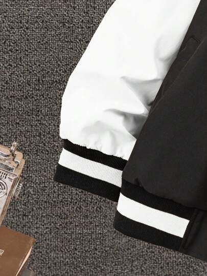SHEIN معطف كم طويل بسوستة أمامية قابلة للطي من لون واحد للمراهقين، خريفي