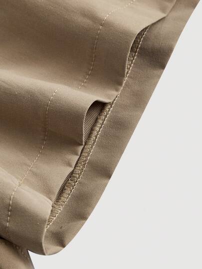 SHEIN MOD شورت كاكي أنيق مع شريط أمامي وحزام، شورت خريفي وشتوي، شورت للخروج، شورت كلاسيكي، شورت للمهرجانات