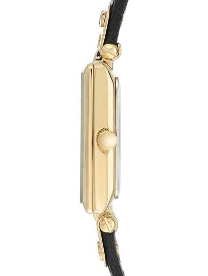 Anne Klein ساعة كوارتز بسوار جلد أسود للنساء، قرص نسيجي كريمي، حالة بلون ذهبي، أنيقة وعصرية، مناسبة كهدية للسيدات، AK/3752CRBK
