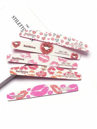 NailShine ملف أظافر قابل لإعادة الاستخدام بتصميم شفة بشكل هلال 100/180 مناسب لصالون الأظافر قابل للغسيل
