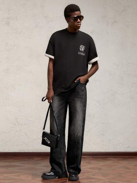 AKNOTIC Business Casual بنطلون جينز واسع مناسب للرجال بخصر متوسط الطول، جيد للاستخدام اليومي
