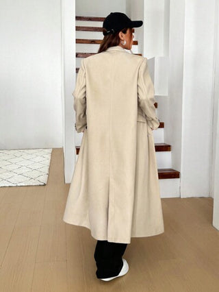 EZwear جاكيت نسائية سادة بأزرار أمامية وأكمام طويلة بياقة صغيرة وجيب زائف ذات تصميم بسيط
