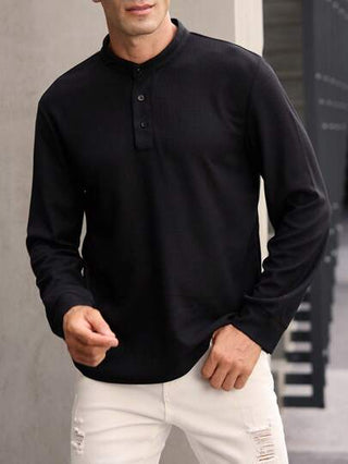Manfinity Homme هوديي بسحاب أمامي، طويل الأكمام، ياقة عمودية، لون سادة، كاجوال