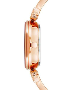 Anne Klein ساعة معصم نسائية فاخرة بعقارب ماسية، مقترنة بقرص أم اللؤلؤ وردي فاتح، سوار من الذهب الوردي مطلي بالمينا الوردية الفاتحة، حزام قابل للتعديل، ساعة كوارتز تناظرية، ساعة هدية للنساء، AK/1980BMRG