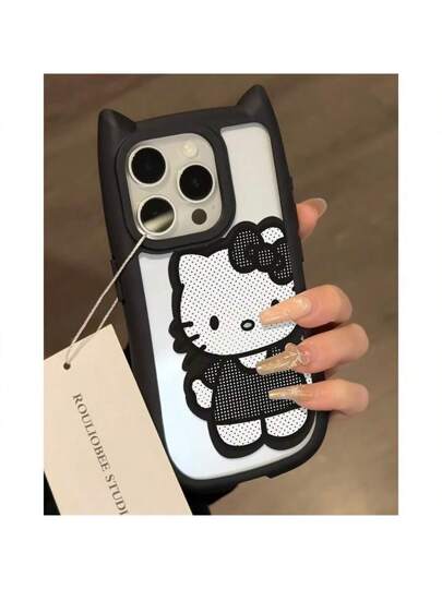حالات سيليكون جديدة شفافة ثلاثية الأبعاد بأذن القطة السوداء الكيوت من Sanrio Apple