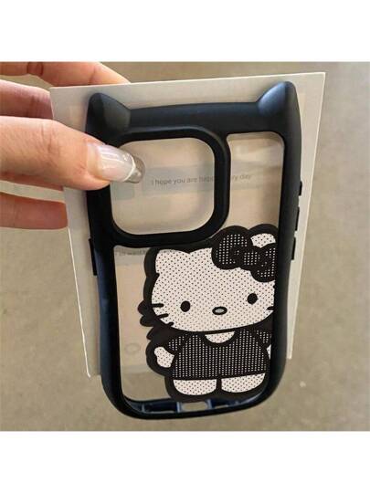 حالات سيليكون جديدة شفافة ثلاثية الأبعاد بأذن القطة السوداء الكيوت من Sanrio Apple