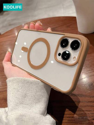 1 قطعة حافظة هاتف بتصميم "2 في 1" بشاحن لاسلكي مغناطيسي من Koolife، مقاوم للصدمات، من مادة TPU بألوان الحلوى الرفيعة، متوافقة مع هواتف 16/16 برو ماكس/16 برو/16/15/15 برو/15 برو ماكس/15 بلس/14/13/12/11