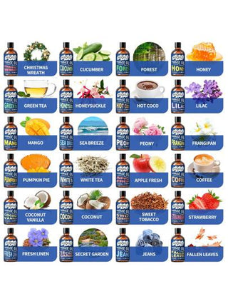 HIQILI زيت عطري HIQILI 100مل/3.38 أوقية، زيت طبيعي غير مخفف برائحة كتان نقي وجوز الهند وزهر الكرز والقهوة والفراولة للنشر والترطيب وصناعة العطور والمعطرات الهوائية والشموع والصابون والمنقي