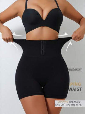 1 قطعة شورت رياضي نسائي ذو خصر عالي قابل للتعديل بأزرار، شورت تحكم وتنحيف البطن بدون خياطات، شورت ضاغط مثير لرفع الأرداف، اكسسوارات صالة الألعاب الرياضية باللون الأسود للربيع