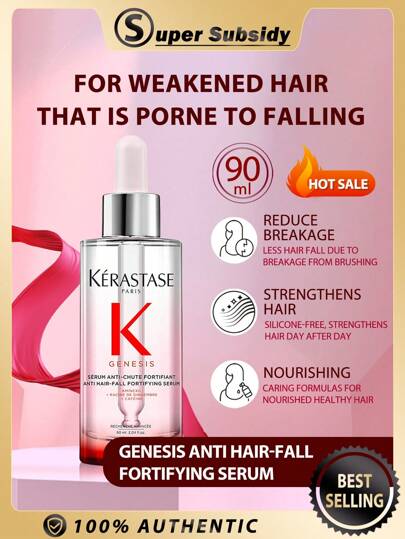 Kérastase سيروم كيراستاس جينيسيس المقوي لمنع تساقط الشعر 90مل / سيروم تقوية يومي للشعر الضعيف المعرض للتساقط بسبب التكسر من التمشيط. / سيروم كيراستاس جينيسيس المقوي لمنع التكسر هو سيروم تقوية يومي لمنع تساقط الشعر للشعر الضعيف
