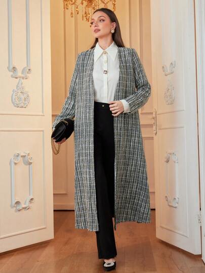 Modelyn قميص كاردجان أنيق طويل واحد للنساء ذو نسيج مموج رصاصي اللون، مناسب للخريف والشتاء